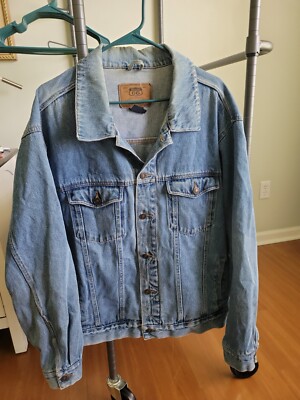 Mens Route 66 Trucker Jean Jacket Premium Jeanswear Denim Blue Size XL
