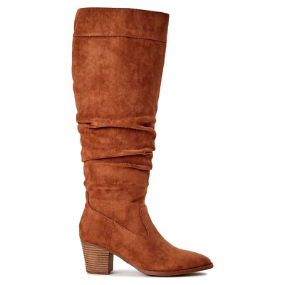 Slouchy Boots Women's Cognac Suede Booties Steve Madden