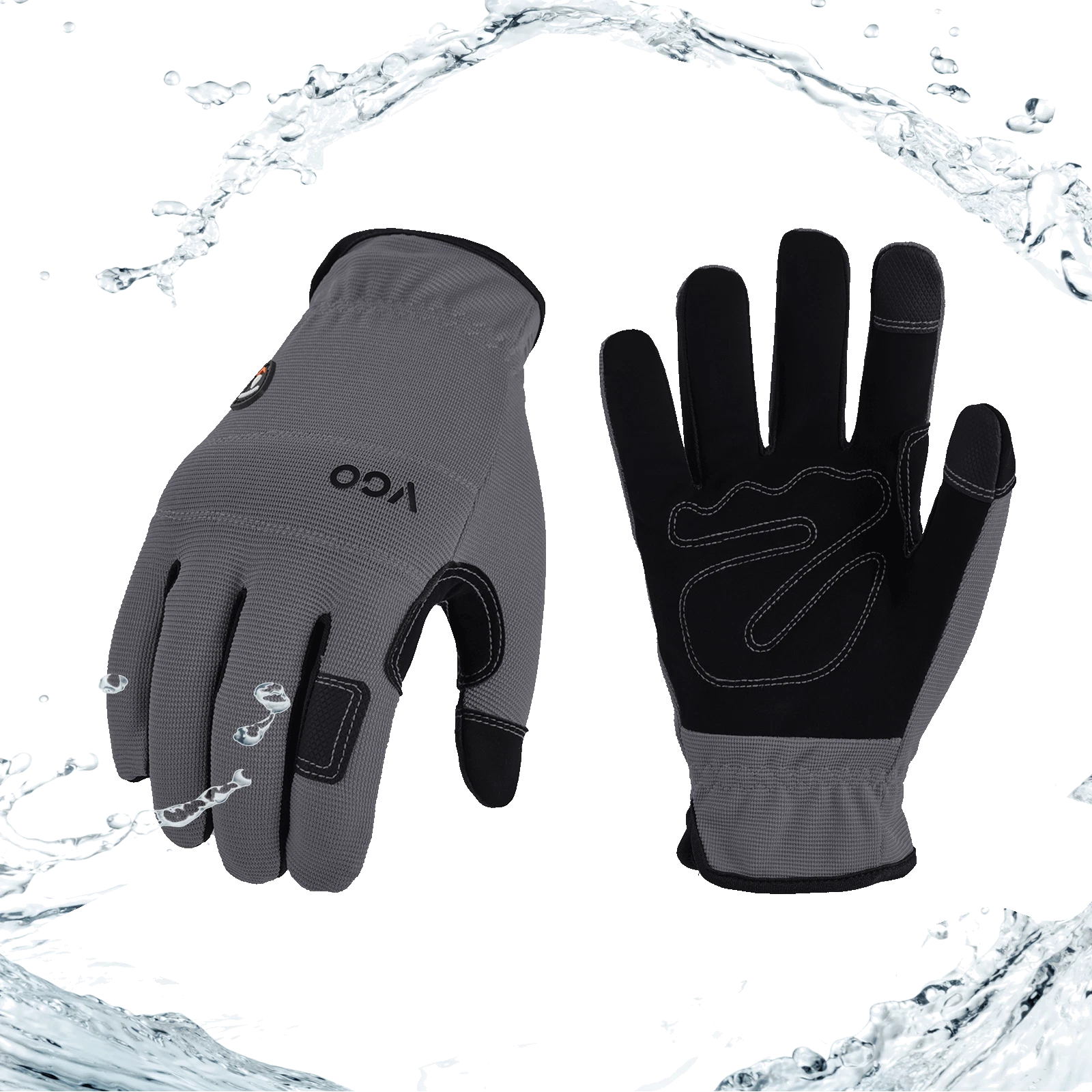 Vgo 1Pair 41℉ Lined Touchscreen Waterproof Winter Work Gloves (NB7581FLWP-GRA)