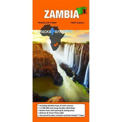 Zambia Tracks 4 Africa Map for Self Driving accommodation essential tourist info
