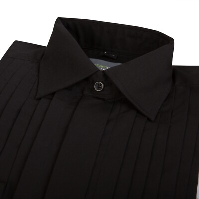 Mens Black Formal Shirt Pleated Evening Long Sleeve Black Tie Tuxedo Cruise New | eBay Mens Black Formal Shirt Pleated Evening Long Sleeve Black Tie Tuxedo Cruise New | eBay