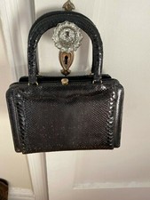 Vintage Snakeskin Black Bag