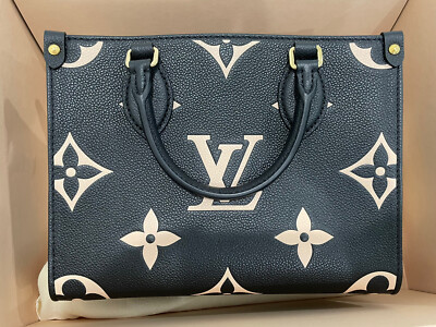 Louis Vuitton ONTHEGO PM M45659 Black Beige Embossed Leather Louis Vuitton ONTHEGO PM M45659 Black Beige Embossed Leather