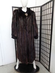 Excellent Brwon Long Haired Beaver Fur Coat Jacket Women Woman