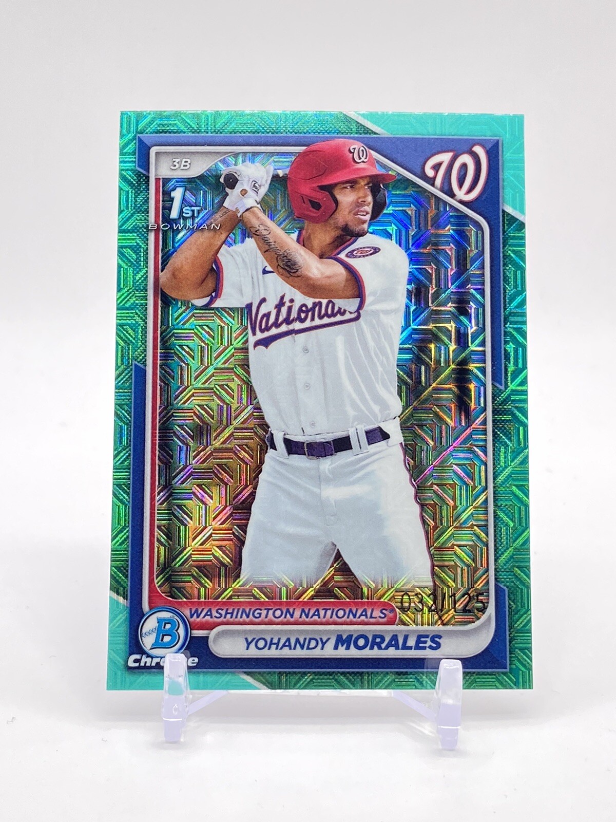 Yohandy Morales 2024 Bowman Chrome Teal Lunar Refractor SP /125 1st Bowman