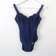 Vintage union tag Longitude navy scalloped edge one piece swimsuit size small