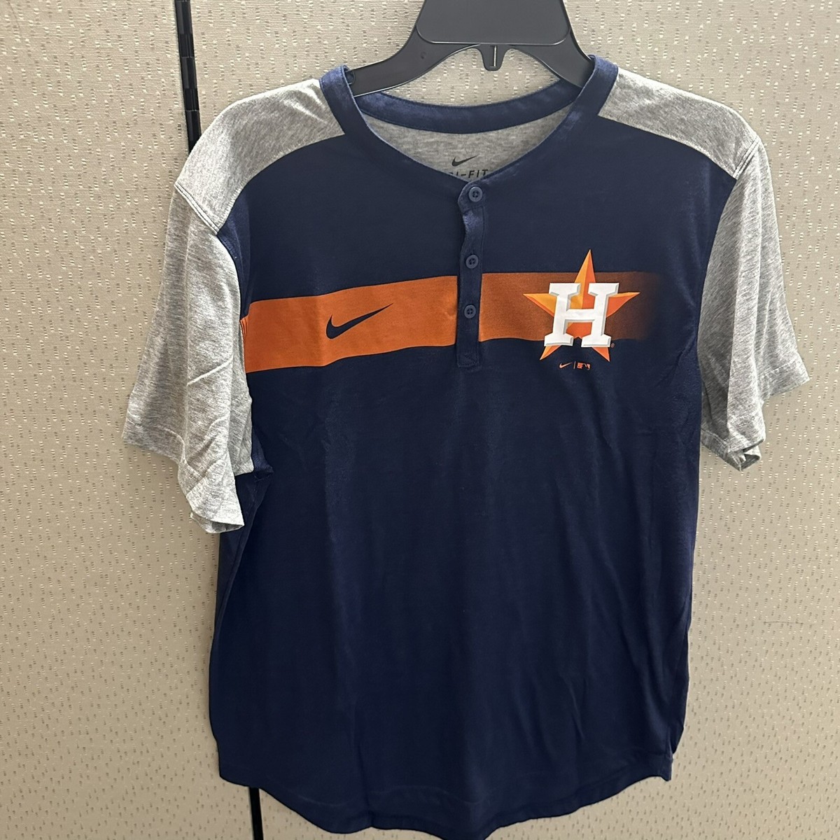 Nike Houston Astros MLB Baseball Swoosh T-Shirt Dri-Fit Men’s Size Large  Blue