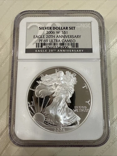 2006 W PROOF SILVER EAGLE NGC PF69 Ultra Cameo ~ 20TH ANNIVERSARY SET LABEL