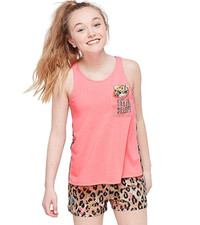 Justice Girls Feline Sleepy Pocket Pajamas Shorts PJ Set