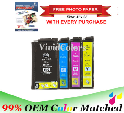 VC Reman 252 XL T252XL Ink for Epson WorkForce WF-3620 WF-3640 WF-7110 WF-7210