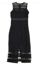 Topshop Black Crochet Lace Sleeveless Formal Work Midi Sheath Tank Dress 4