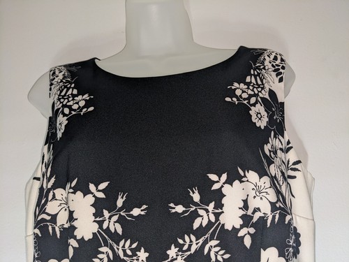 Designer New York Company Black And White Floral Dress Sheath Dress Size 10 Euc - Picture 2 of 10