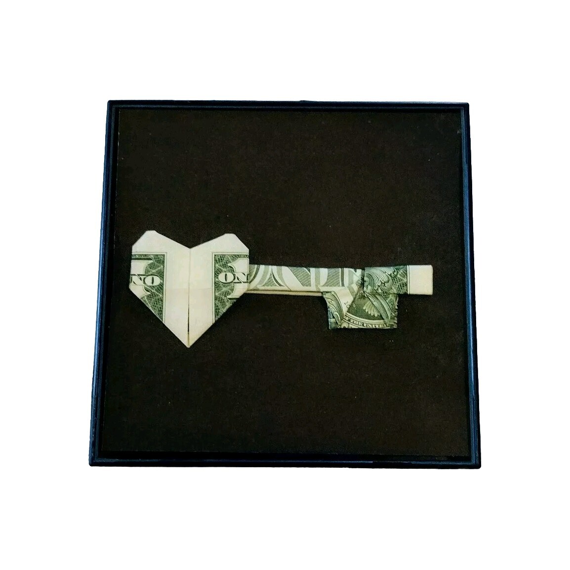 Money Origami Key Heart Framed Handmade Real Dollar Bill Cash Art Gift Love