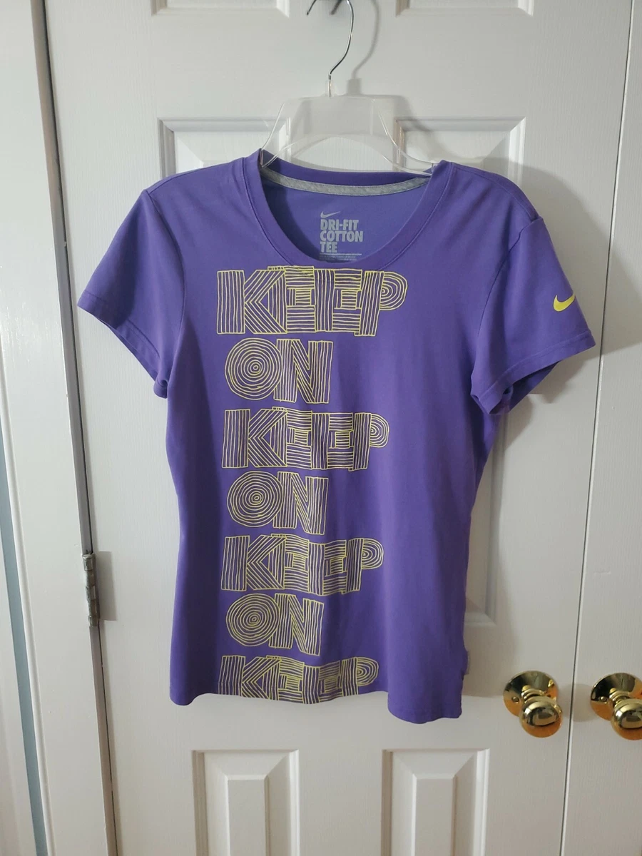 Nike T Shirt Women s Dri Fit Purple Keep On Keep On Cotton Tee