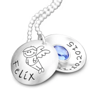 SAMAVAYA Taufkette Junge Gravur 925 Silber SCHUTZENGELCHEN 2.0 Taufgeschenk Jungs Taufe