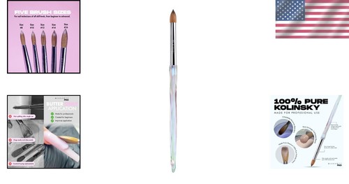 Professional Kolinsky Crimped Acrylic Nail Brush - Perfect for All Skill Levels - Picture 2 of 8
