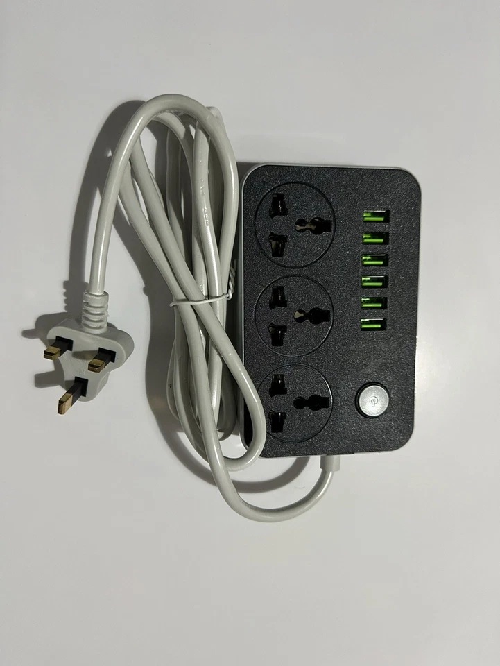 6 USB 3 Plug Sockets, 2m Extension Lead, Durable, Travel Gadget, Daily Use - Image 2 of 4