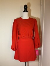 Vestido LDT Ivonne 3/4 Manga Paracaídas Cuello Redondo Imitación Envolvente Talla 6 Nuevo con Etiqueta