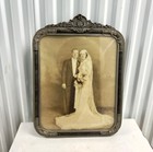 Antique Decorative Carved Wood Wedding Photo Frame 24" X 17"