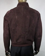 $3400 Gucci Men's Dark Plum Goat Suede Bomber Jacket w/knit Detail 408372 6019 - Image 4 of 4