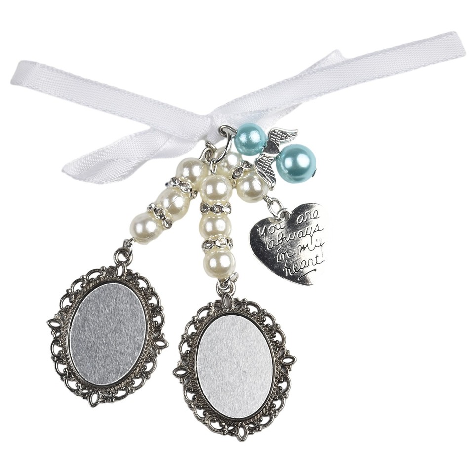 Handmade Silver Bridal Bouquet Charm Memory Frame With Heart Shaped