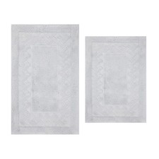 Knightsbridge Chain Design 2 PC Cotton Bath Rug Set 17"X24"  21"X34" White