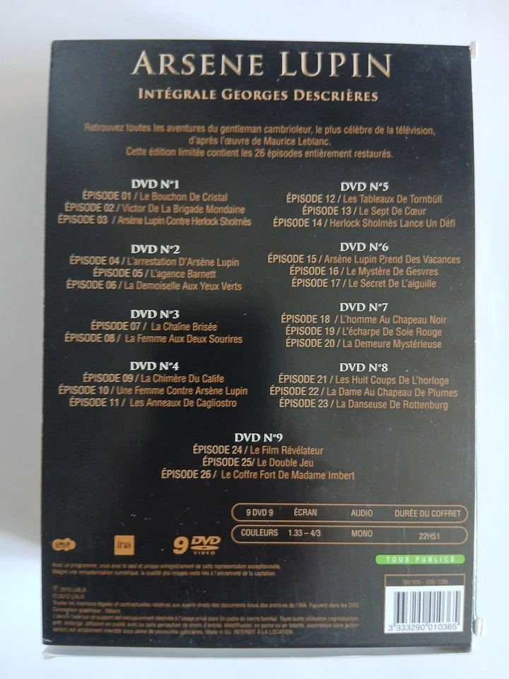 ARSENE LUPIN   L'INTEGRALE DE LA SERIE  1 COFFRET  9 DVD  GEORGES DESCRIERES - Photo 2/4