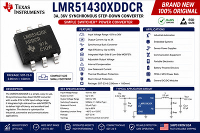 NEW TI LMR51430XDDCR 3A Buck Converter 4.5-36V DC/DC Regulator SOT23-6
