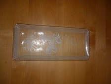 eckige Kuchenplatte aus Glas mit Blumenmuster und Goldrand - 15cm x 34cm