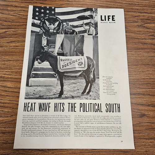 1952 LIFE Political Page • Kefauver & Richard Russell in Democratic Primary