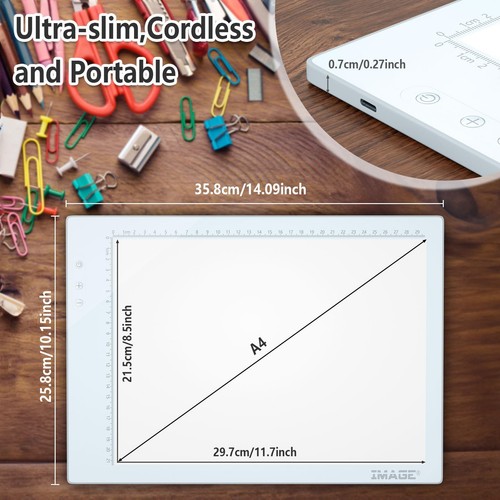 Almohadilla de luz LED A4 magnética recargable, almohadilla de rastreo, alimentada por USB ultrafina con... - Imagen 4 de 9