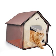 Heated Cat House, Indoor/Outdoor Cats Home for Winter with Heated Pad,Cat