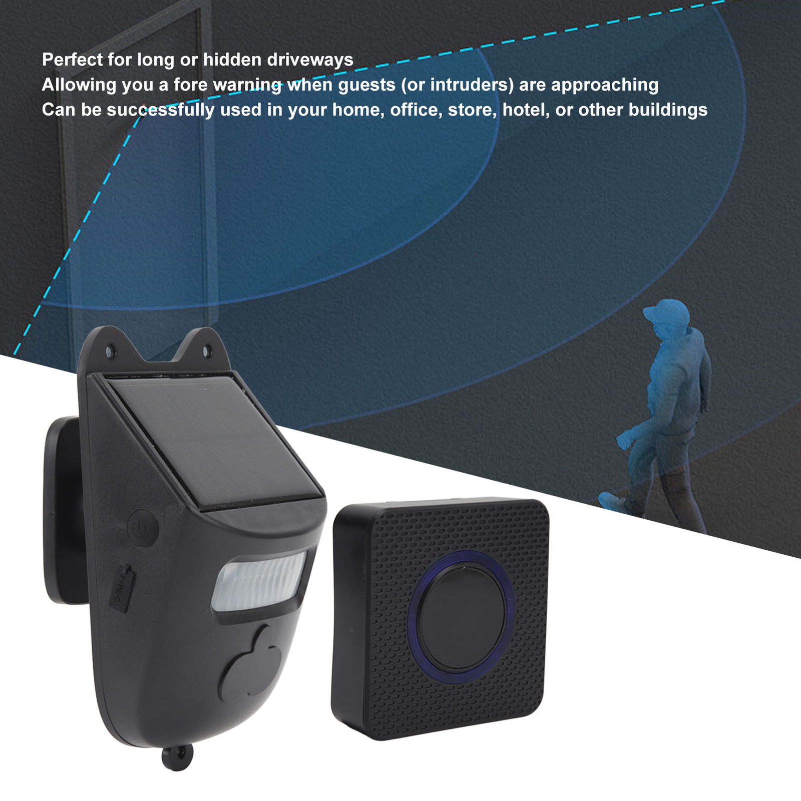 New Wireless Driveway Doorbell Solar Powered Infrared Doorbell Home Security