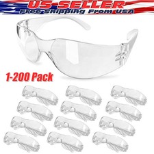 1-200 PAIR PACK Protective Safety Glasses Clear Lens Work UV ANSI Z87 Lot