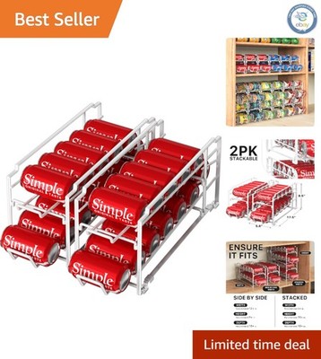 Classic White Beverage Can Dispenser - Space-Saving Rack for Kitchen - 2 Pack