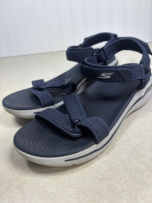 Skechers GO WALK ArchFit Cruise Around Sandals Women Sz 9 Blue Fisherman 140251