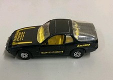 Vintage Corgi Black w/Yellow Interior Porsche 924 Turbo Diecast Vehicle Car