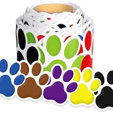 65.6Ft Paw Print Bulletin Board Borders, Colorful Dog Paw Theme Die Cut Trim ...