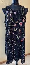 Calvin Klein Womens Sleeveless Embroidered Dress Size 10 Black Floral