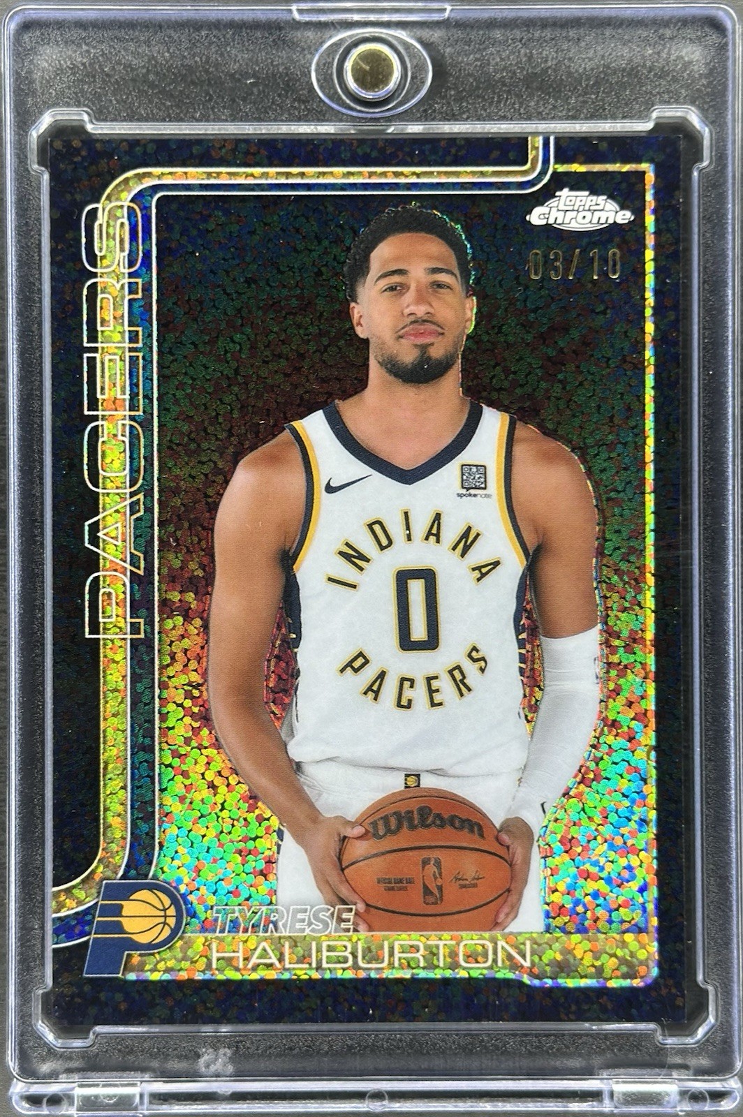 2025-26 Topps Chrome Tyrese Haliburton Variation Black Speckle Refractor /10 #3