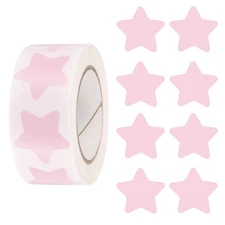 Star Stickers Roll 1 Inch 500pcs Adhesive Star Labels for DIY Crafts Light Pink