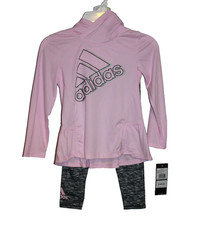 Adidas Girls 2-Piece Active Set Pink Black Size 4 NEW
