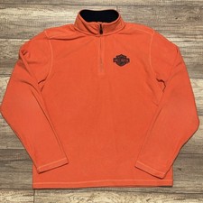 Harley Davidson Quarter Zip Fleece Embroidered Logo Biker Sweatshirt Mens L