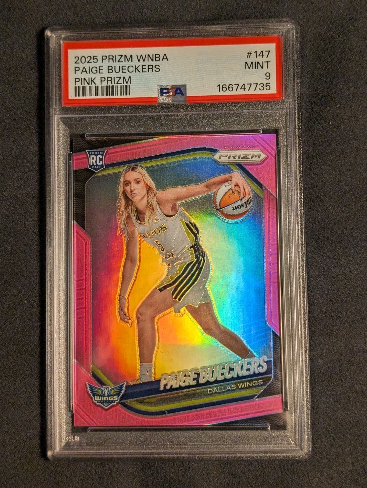 Paige Bueckers 2025 Prizm WNBA #147 Pink Prizm RC /175 PSA 9 Mint Dallas Wings view 1