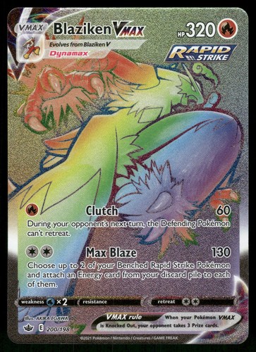 Blaziken VMAX 200/198 Rainbow Rare Chilling Reign Pokemon Holo Near Mint
