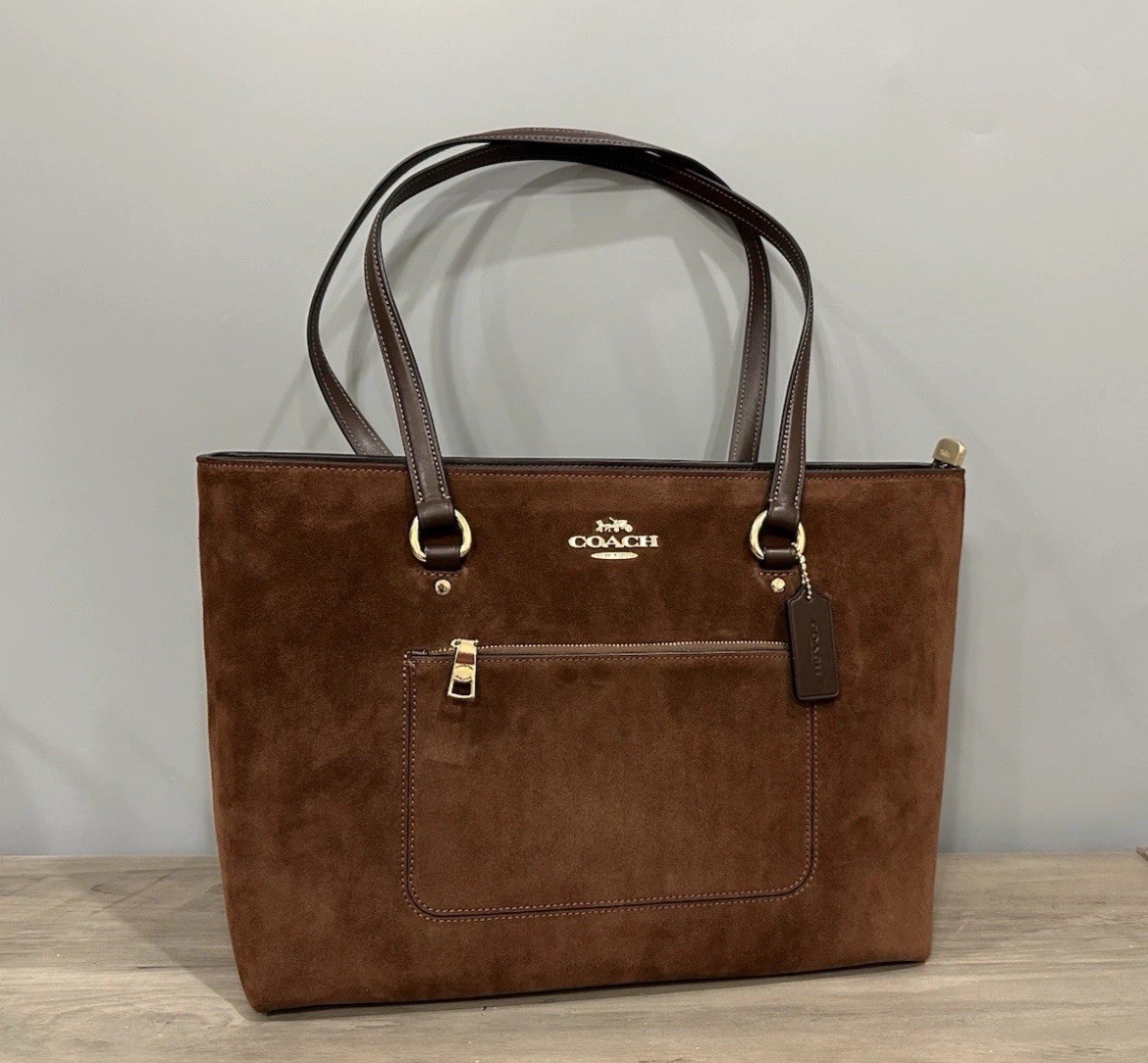 COACH CCC77 Station Tote Bag In Suede & Smooth Leather Vintage