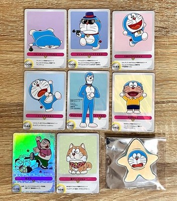 Doraemon & Friends Trading Card Set with Character Badge Bundle, Used