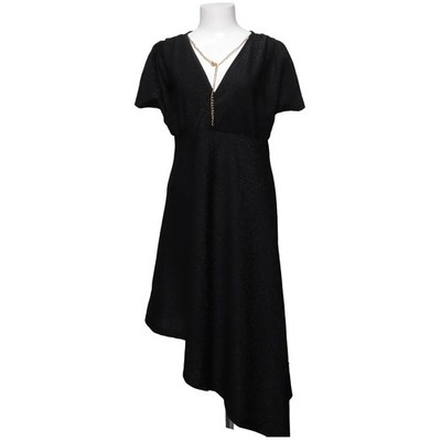 Wickelkleid, Größe: L, Schwarz, Elasthan/Polyester, Einfarbig, Damen #DDA