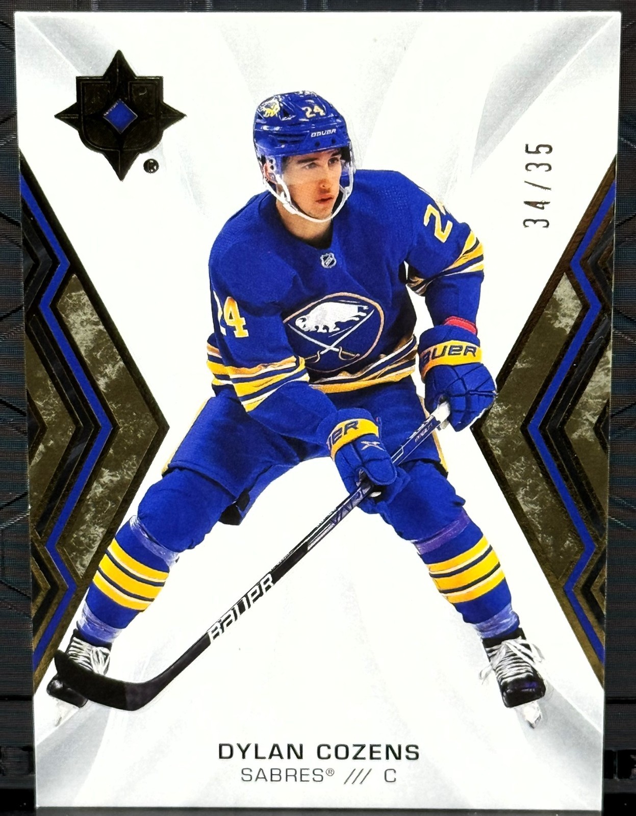2021-22 Upper Deck Ultimate Collection #24 Dylan Cozens Gold 34/35 - Buffalo!