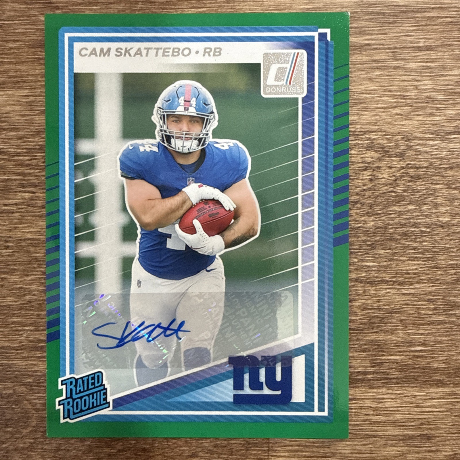 2025 Donruss Cam Skattebo #302 Green Rated Rookie Auto RC Giants